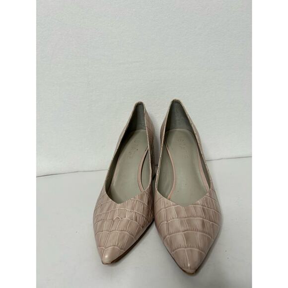 1 State Heel Pumps Size 9 Pink Leather Croc Print Block Heel - Picture 2 of 6